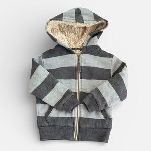 Mini Boden Striped Gray Kids Hoodie